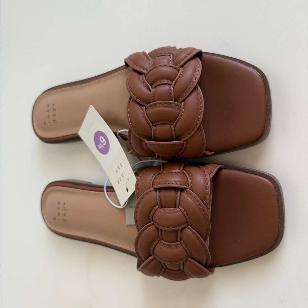 A New Day Brown Knotted Leather Sandals